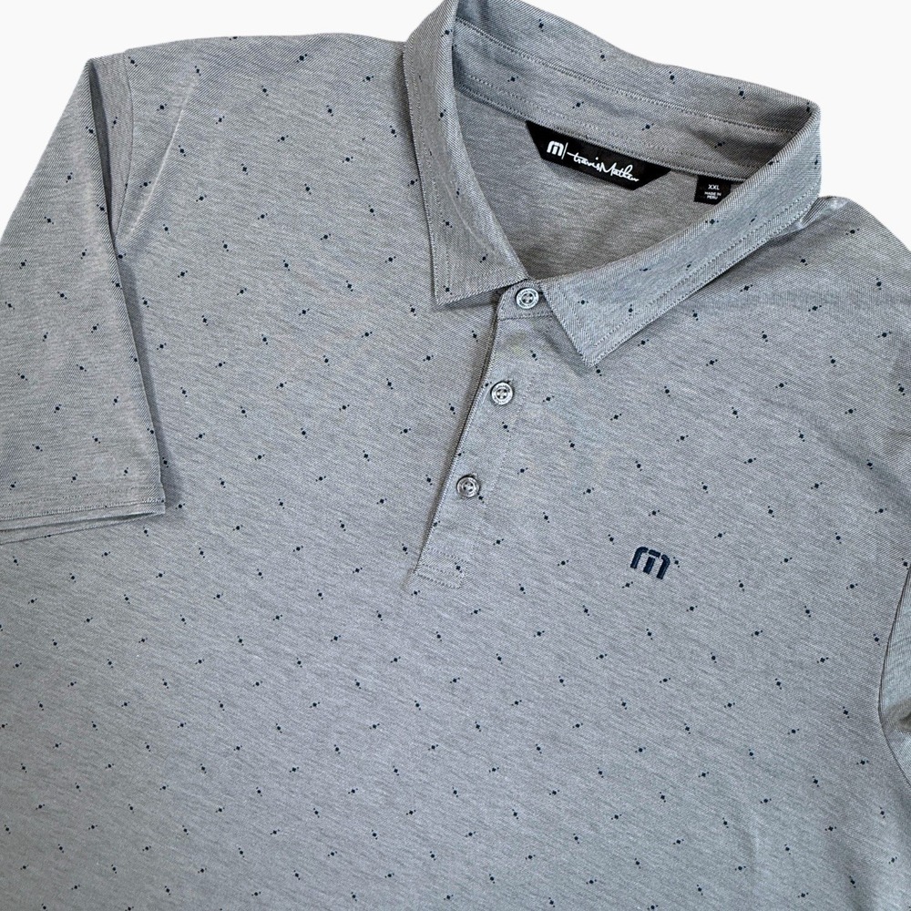 TravisMathew Cliff Jumping Golf Polo Shirt Mens XXL Grey Short Sleeve Casual